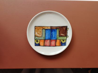 სურათი თეფში ჭრელი მატარებელი