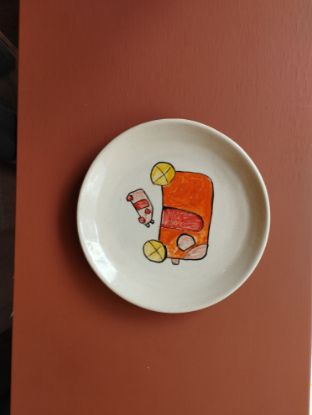 სურათი თეფში მამა-შვილი ვაგონები