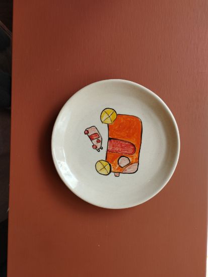 სურათი თეფში მამა-შვილი ვაგონები